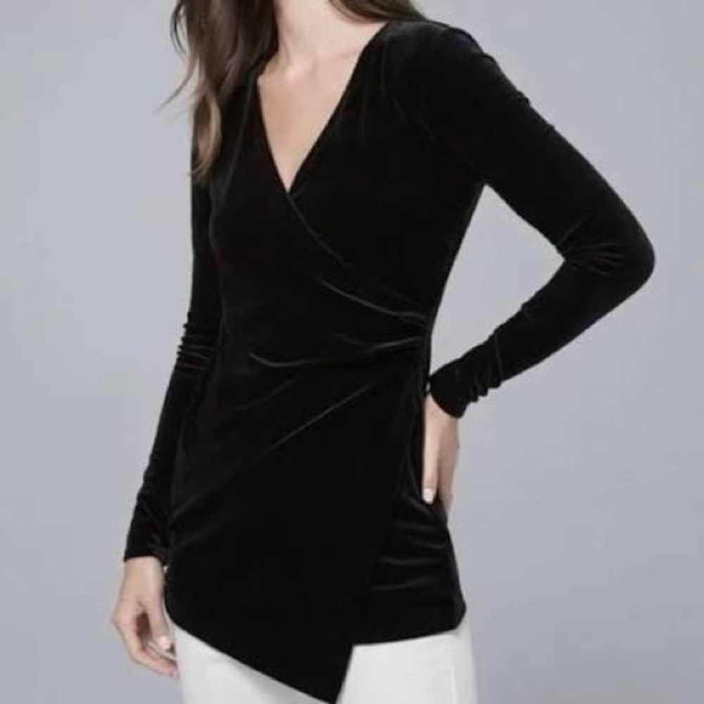White House Black Market black velvet long sleeve top